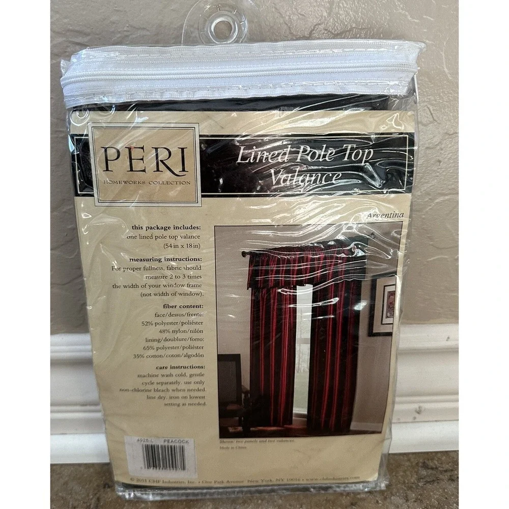 Peri Argentina 54'' x 18'' Lined Pole Top Valance in Peacock